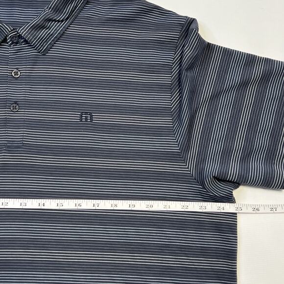 Travis Mathew Polo Shirt Mens 2XL Blue Striped Golfing Casual Preppy Adult - Picture 6 of 9